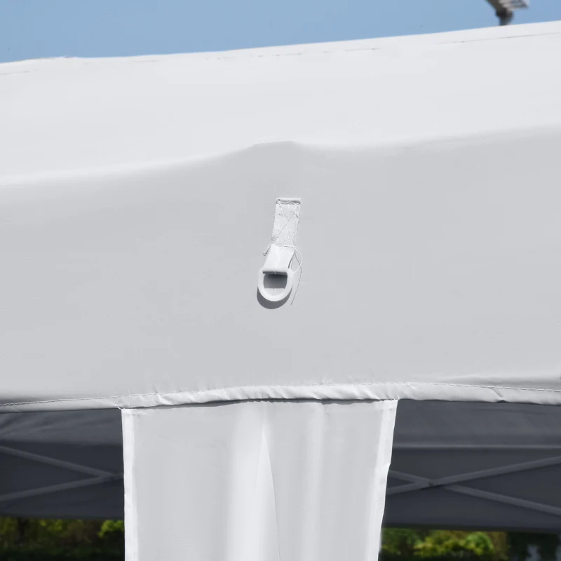 Outsunny Carpa Pabellon 6x3 metros Plegable 4 Paneles Ventanas Poliester Blanco Resistente de Agua