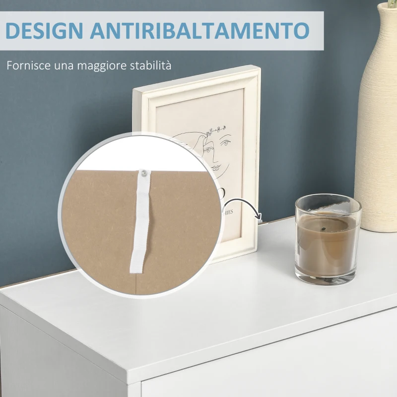 HOMCOM Credenza Moderna con 4 Vani Aperti e 3 Armadietti in Legno, 70x24.3x132cm, Bianco