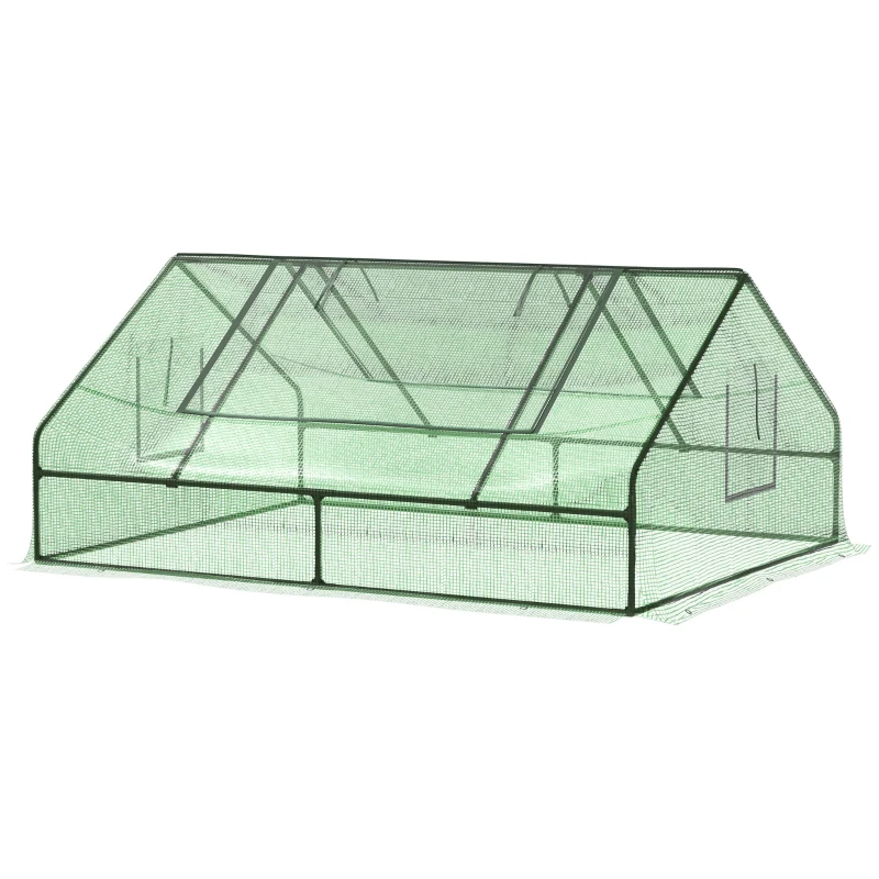 Outsunny Estufa para Terraço Jardim 180x140x80cm Estufa de Aço e Plástico com Porta e Janelas Enroláveis para Cultivo de Plantas Verduras Flores Verde