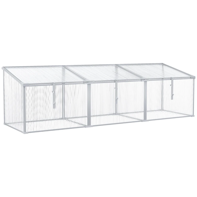 Outsunny Estufa de Jardim Alumínio Policarbonato Transparente Viveiro Caseiro para Plantas Culturas Proteção UV e Resistente 180x51x51cm