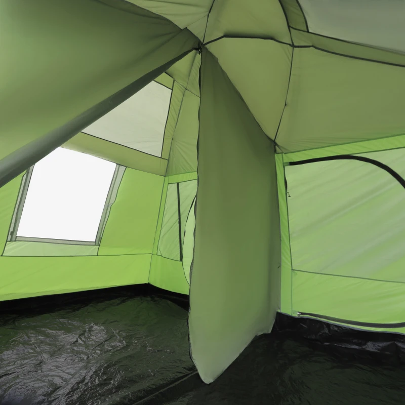 Outsunny Tenda de Campismo Familiar para 4 Pessoas Tenda de Campismo Portátil Impermeável com Bolsa de Transporte Rede Mosquiteira e Proteção Solar 410x-310x225cm Verde