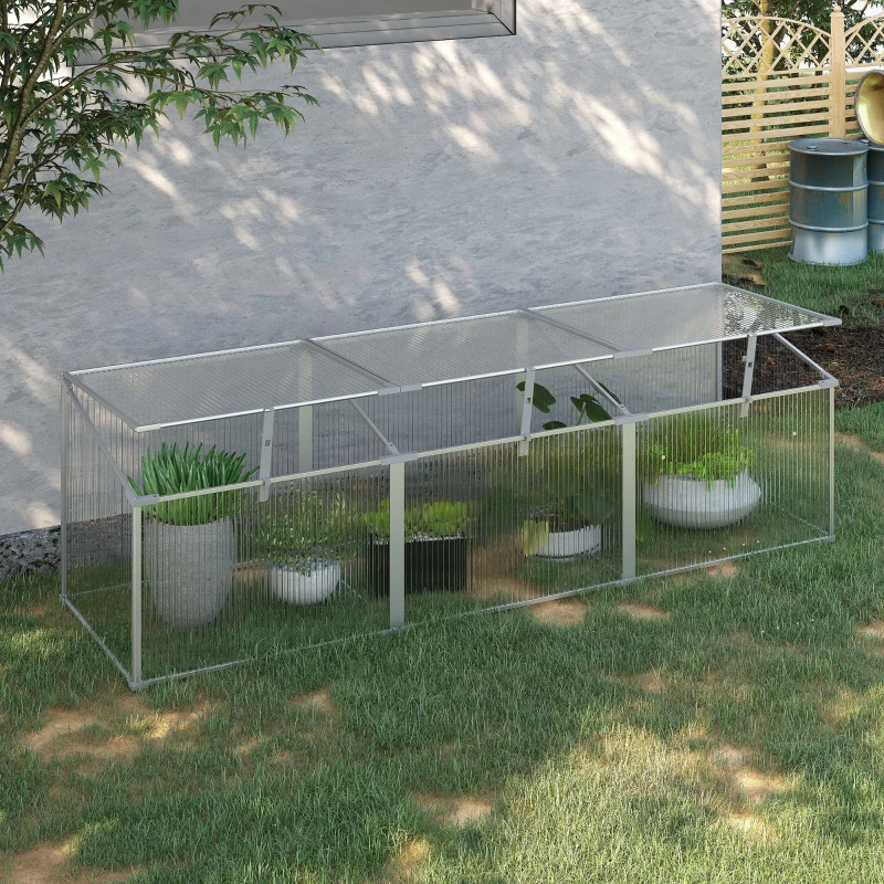 Outsunny Estufa de Jardim Alumínio Policarbonato Transparente Viveiro Caseiro para Plantas Culturas Proteção UV e Resistente 180x51x51cm