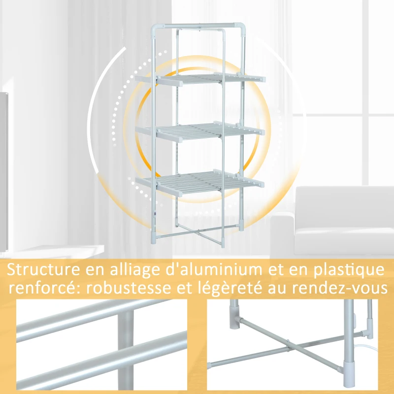 Homcom Suport de Uscat Rufe Vertical Electric Incalzit 300W