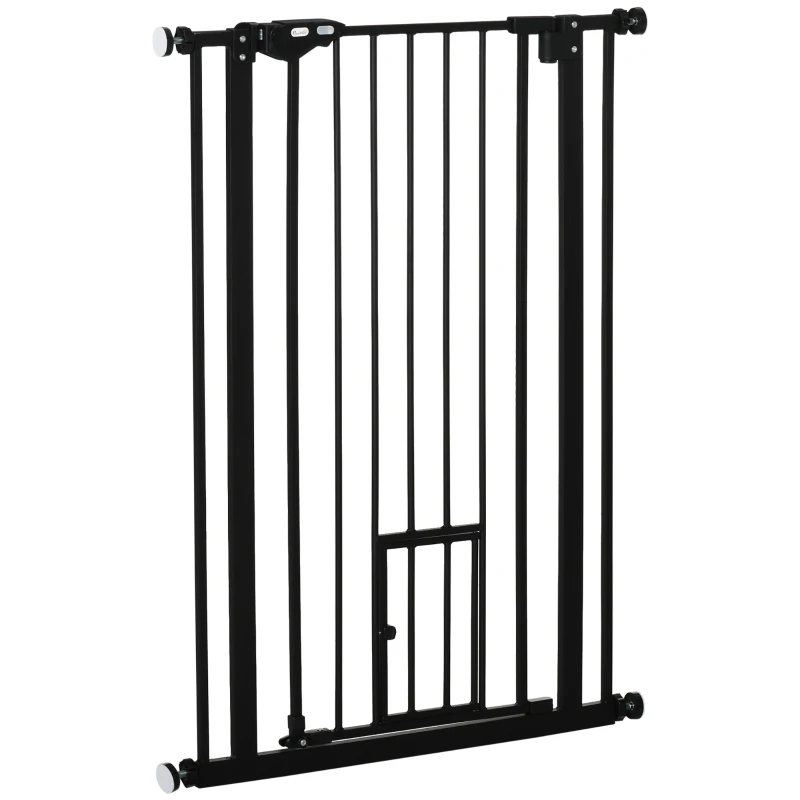 PawHut Extra Tall Dog Gate with Cat Door, Pet Safety Gate for Doorways Stairs with Auto Close