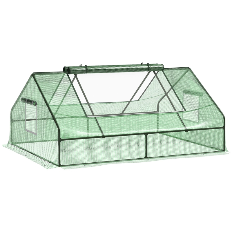 Outsunny Estufa para Terraço Jardim 180x140x80cm Estufa de Aço e Plástico com Porta e Janelas Enroláveis para Cultivo de Plantas Verduras Flores Verde