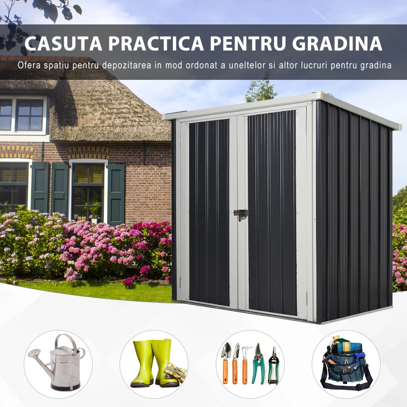 Outsunny Magazie Otel 147×86×134 cm – Cu Usi Duble si Sistem Blocare(m-6)