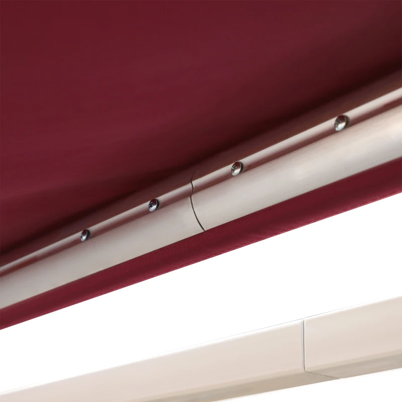 Outsunny 4 x 2.5m Manual Retractable Patio Awning UV resistant Sun Shade Outdoor Deck Window Door Canopy Shelter Aluminum Frame Wine Red