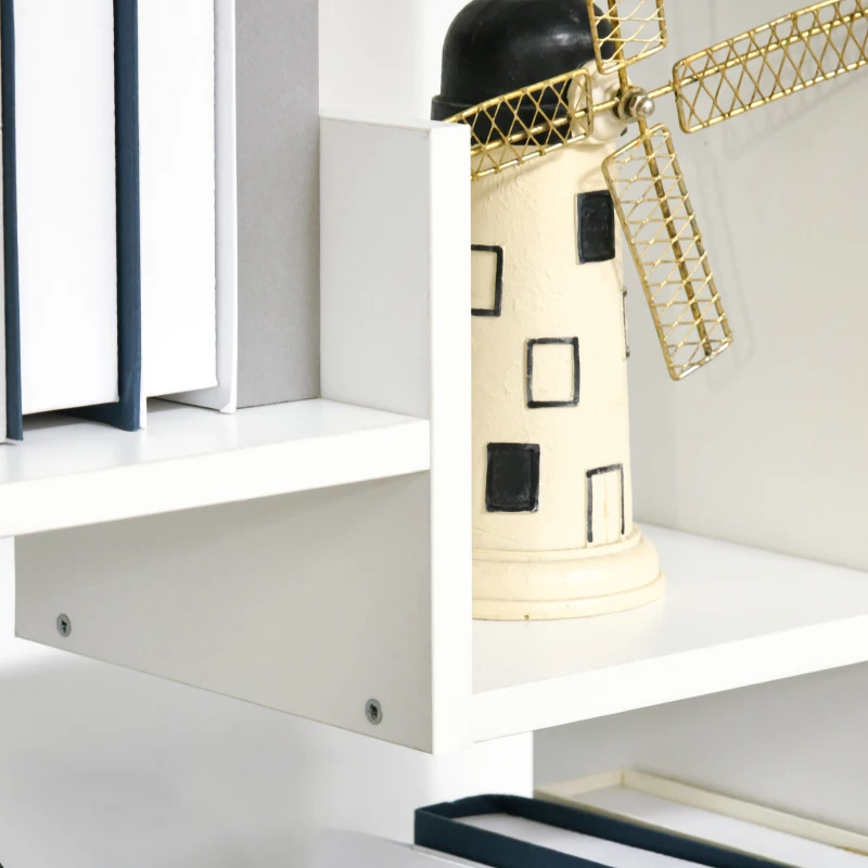HOMCOM Biblioteca moderna cu 6 etaje cu 11 rafturi deschise din MDF si PAL, mobilier biblioteca pentru studiu si sufragerie, 61x21,6x162,6 cm, alb