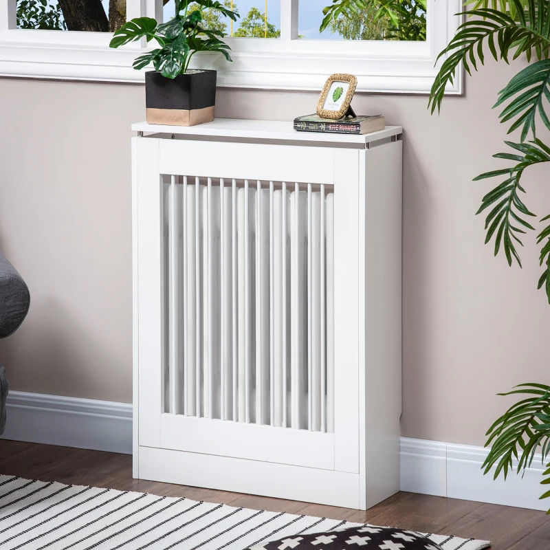 HOMCOM Capac pentru radiator modern din MDF si otel, 60x18x84cm, alb(m-2)