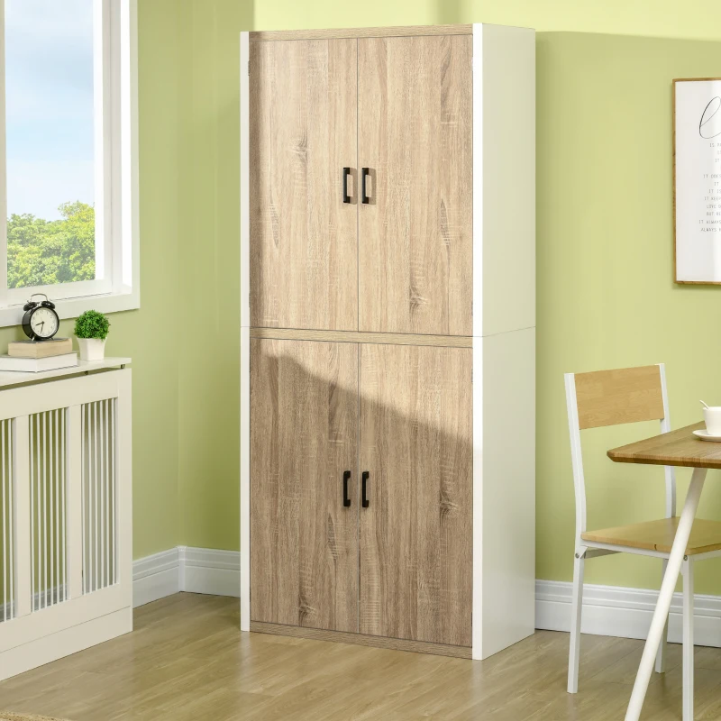 Homcom Dulap de Depozitare 4 Usi si 4 Rafturi Reglabile 80x40x182 cm – Crem/Alb