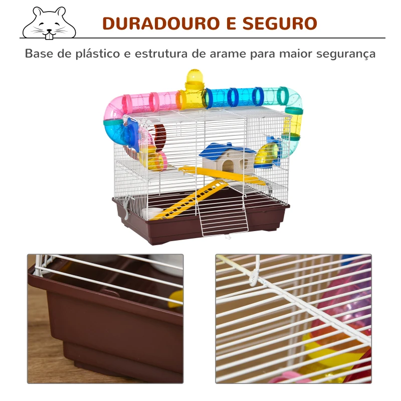 PawHut Gaiola para Hamster 62x29x52cm Casa para Roedores Animal Pequeno Acessórios Incluídos