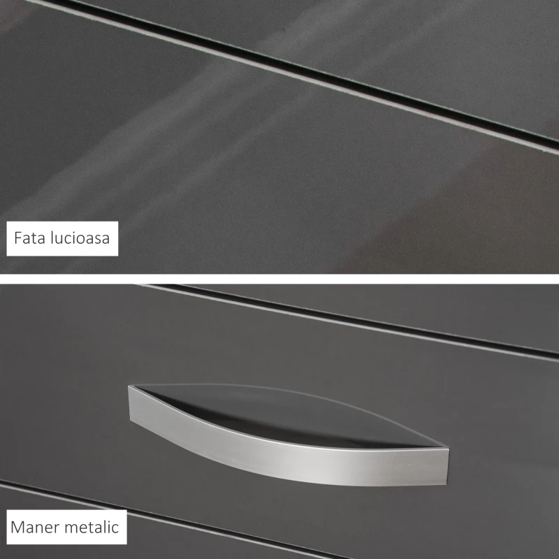 HOMCOM Comoda cu 4 sertare cu manere metalice pentru dormitor si sufragerie, PAL, 75x36x72cm, gri