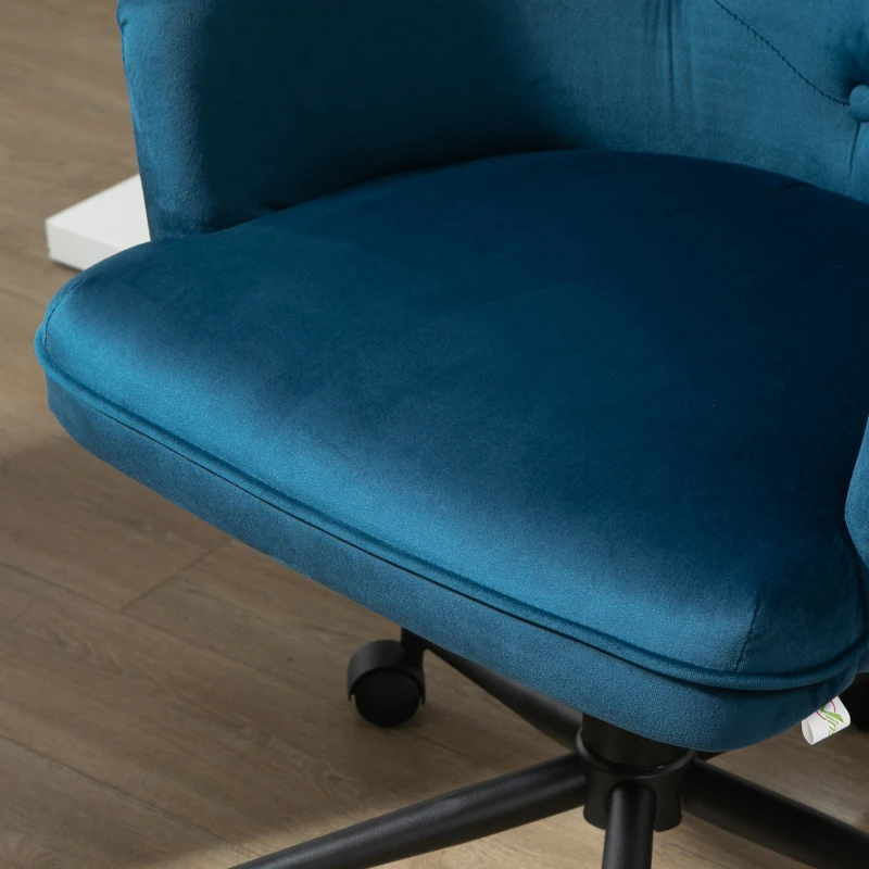 Vinsetto Chaise de bureau fauteuil de bureau ergonomique hauteur réglable pivotante à 360° revêtement velours grand confort 63 x 64 x 96 cm bleu