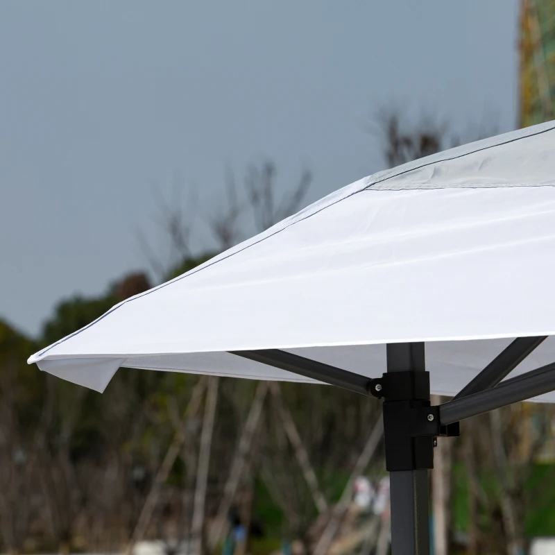 Outsunny 3.5 x 3.5m Garden Pop Up Gazebo Party Tent Canopy with Double Roof, 3-Level Adjustable Height and Roller Bag,  Light Grey & White