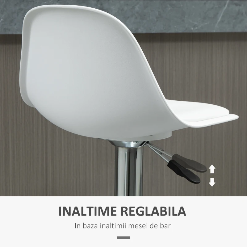 Homcom Set 2 Scaune Bar – Reglabile, Cu Spatar si Pivotante