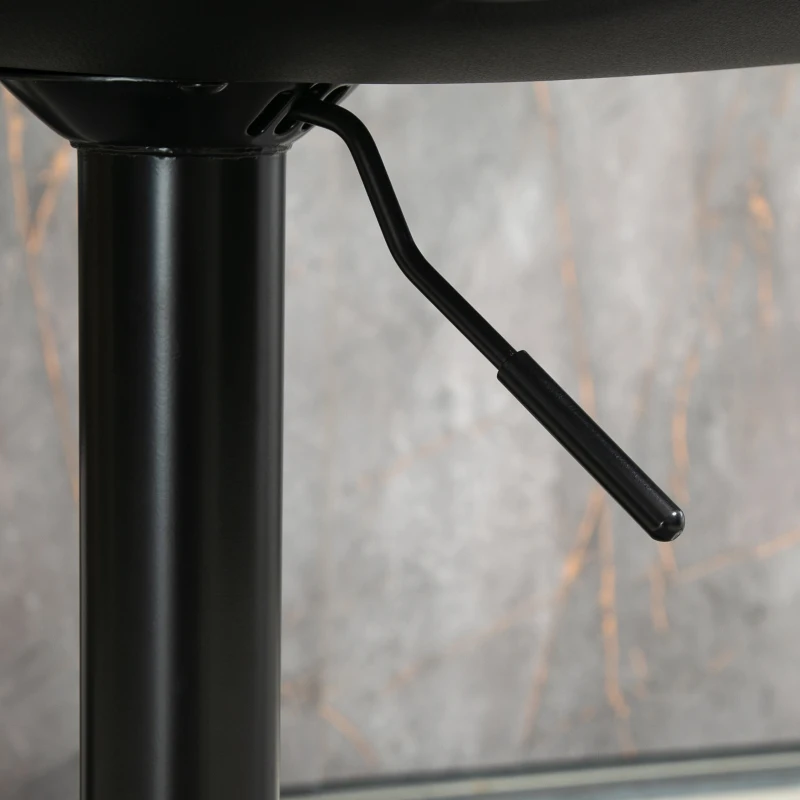 HOMCOM Set de 2 scaune de bar reglabile pe inaltime, PU, otel si spuma de cauciuc, 45,5x46x89,5-109,5cm, negru