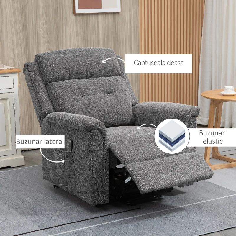 Homcom Fotoliu Relax – Reclinabil cu Ridicare & Suport Picioare