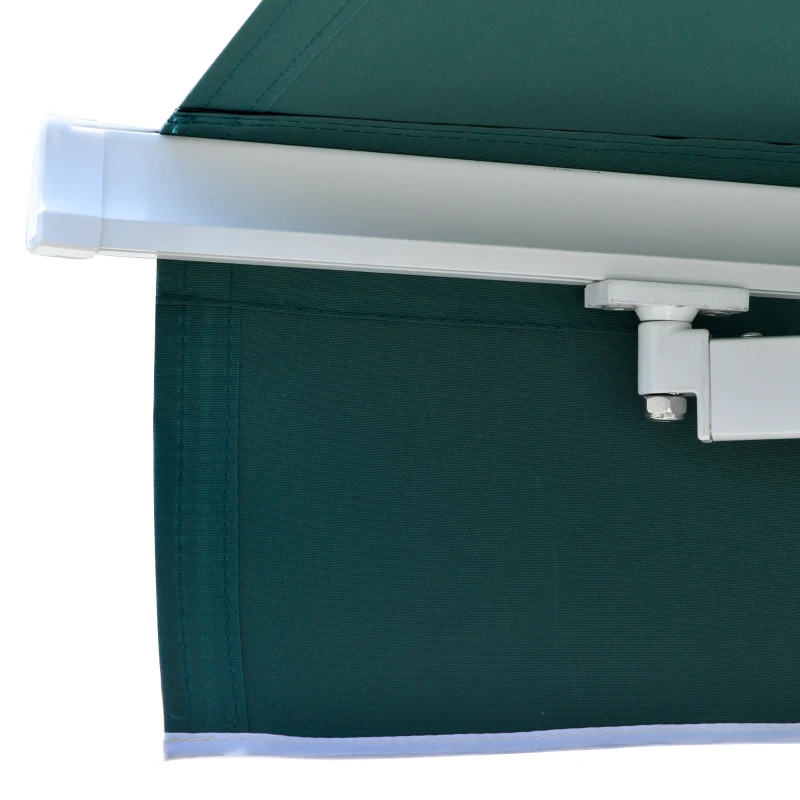 Outsunny 2.5x2m Retractable Manual Awning Window Door Sun Shade Canopy Patio Shelter Aluminum Frame Dark Green