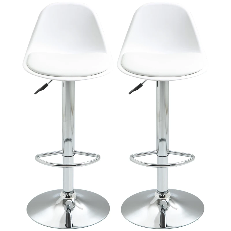 Homcom Set 2 Scaune Bar – Reglabile, Cu Spatar si Pivotante