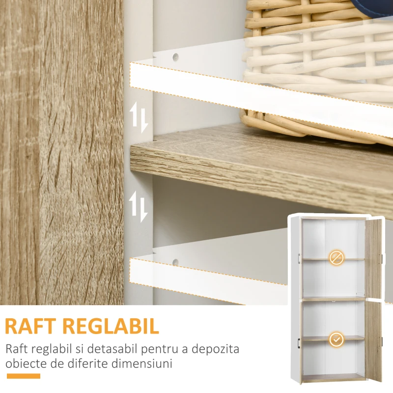Homcom Dulap de Depozitare 4 Usi si 4 Rafturi Reglabile 80x40x182 cm – Crem/Alb