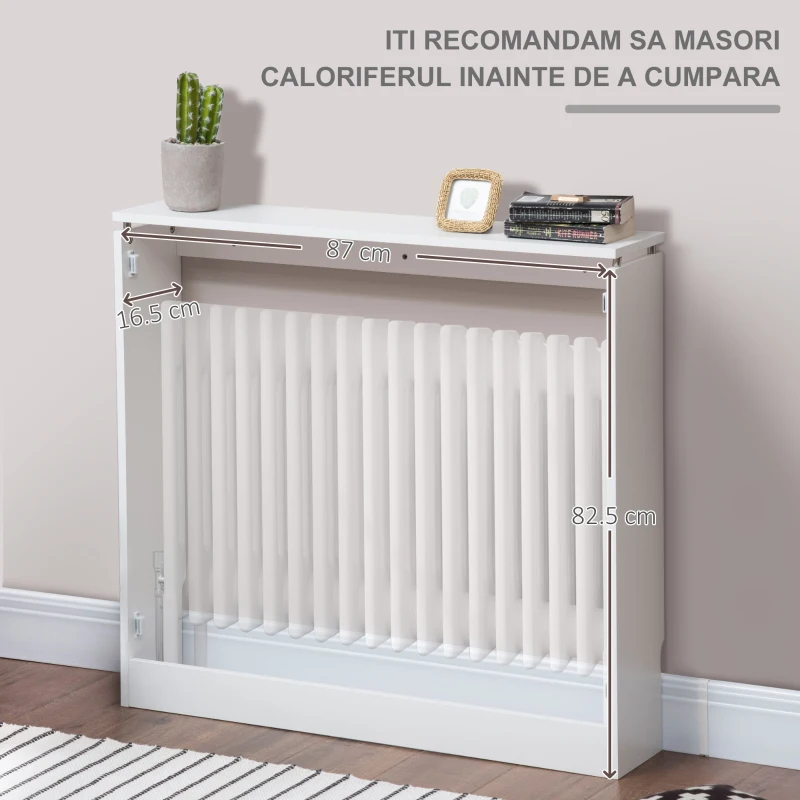 Homcom Capac Radiator Modern Alb 90 × 84 cm din MDF si Otel(m-5)