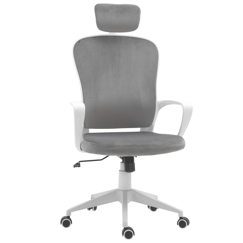 Fauteuil de bureau ergonomique en velours gris clair