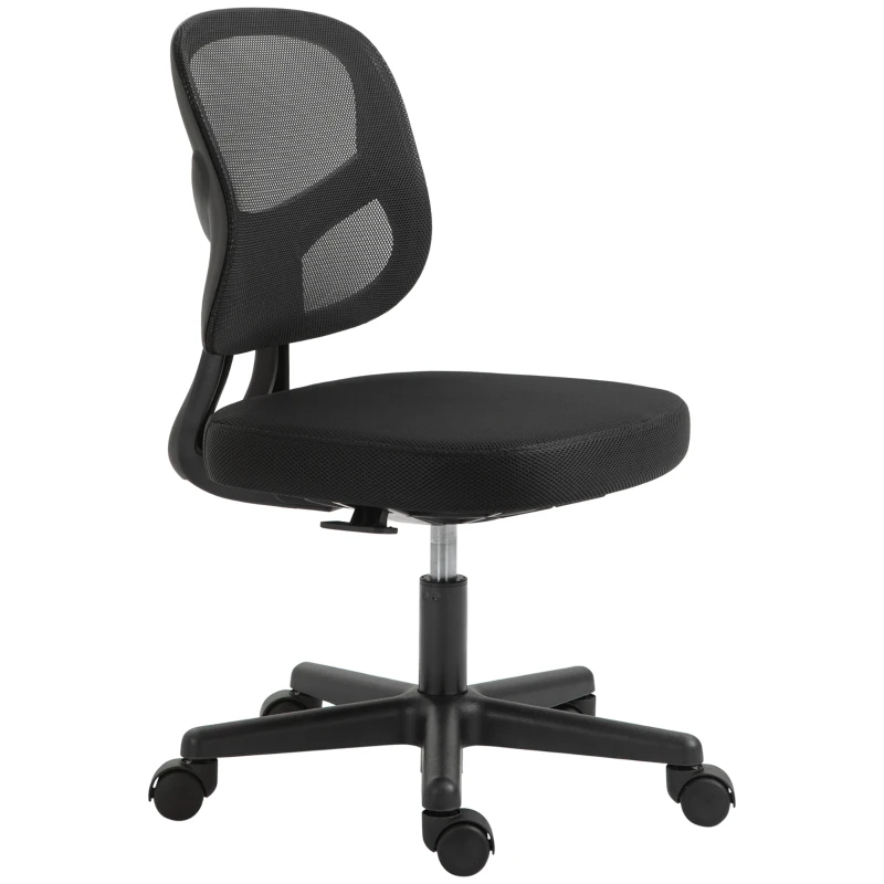 Vinsetto Scaun de birou cu suport lombar, inaltime reglabila si tesatura plasa, otel si PP, 52x54x74-84cm, negru