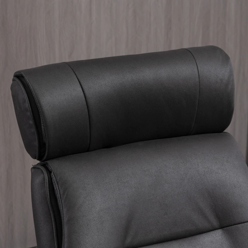 HOMCOM Fotoliu rabatabil cu tetiera reglabila si scaun captusit din cauciuc spuma, structura din otel si lemn, 84x83x103cm, negru si nuc