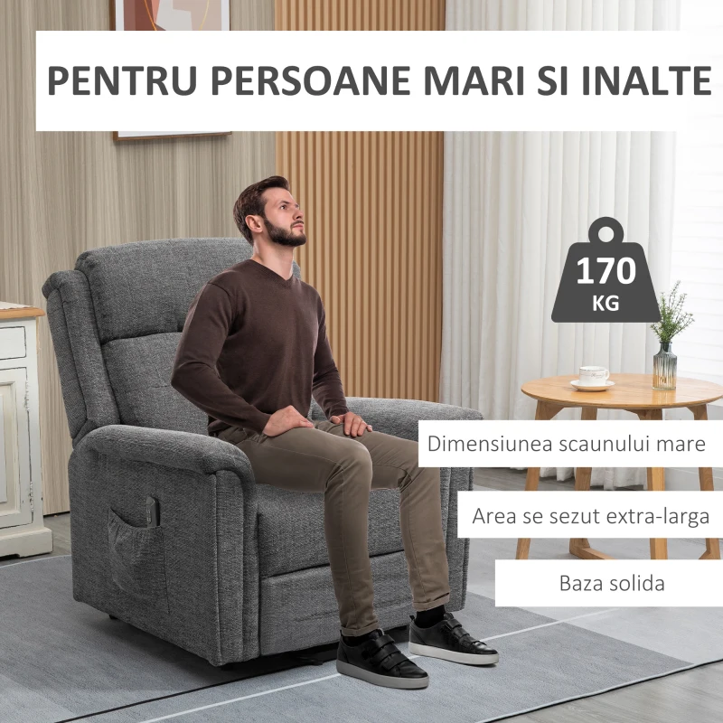 Homcom Fotoliu Relax – Reclinabil cu Ridicare & Suport Picioare