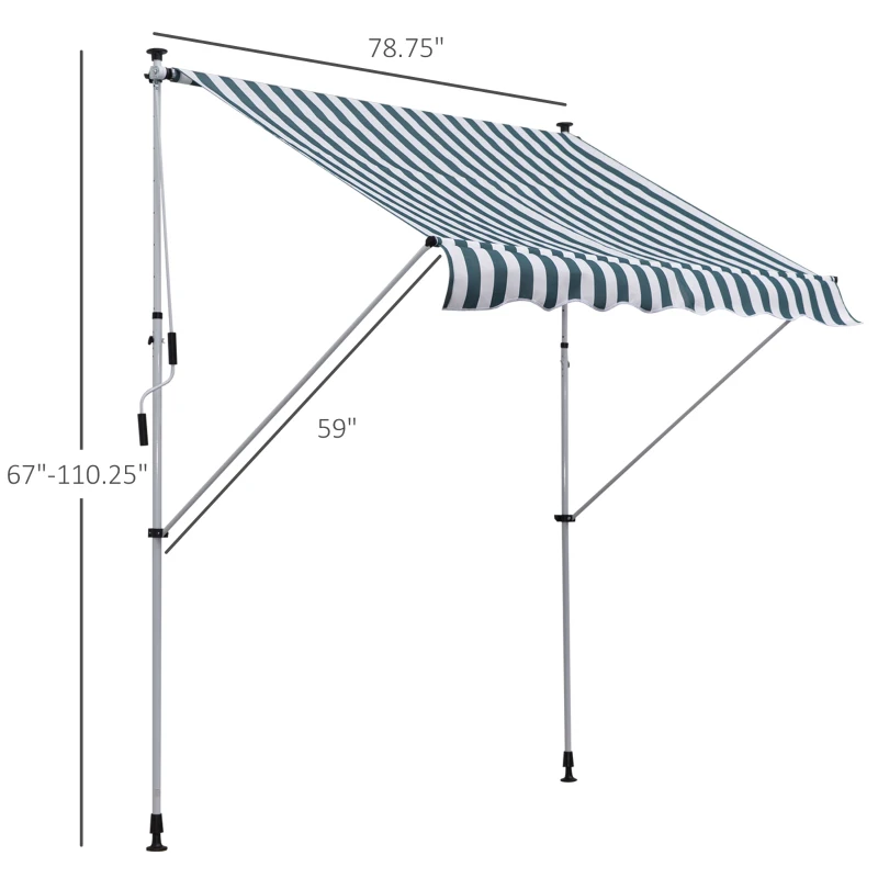 Outsunny 200 x 150cm Patio Adjustable Awning Floor- to-ceiling Retractable Shade,UV Protective