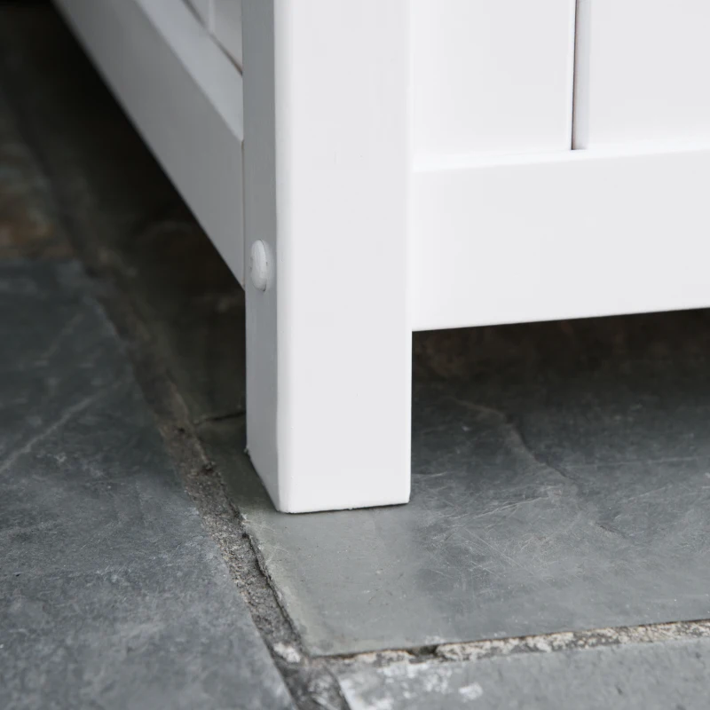 Outsunny Banca de gradina cu 2 locuri si spatiu de depozitare, Mobilier de exterior, Cutie de depozitare pentru veranda, terasa sau balcon, Alb