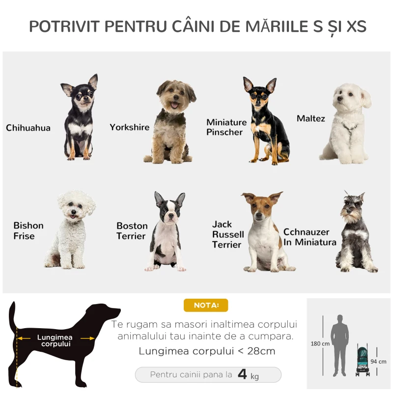 PawHut carucior pentru animale, 65x42x94 cm, verde