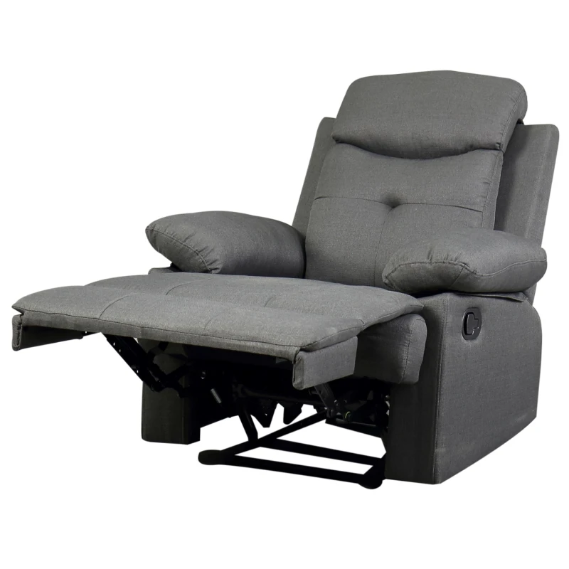 HOMCOM Poltrona Relax Reclinabile con Poggiapiedi Imbottita Rivestimento in Microfibra, Grigio, 90x96x100cm