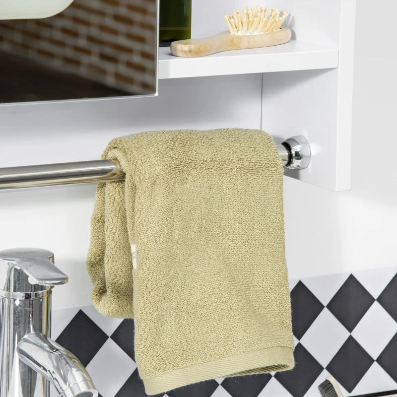 kleankin Spiegelschrank Badschrank mit LED-Beleuchtung Touch-Steuerung Handtuchhalter Weiß 60 x 15 x 69cm