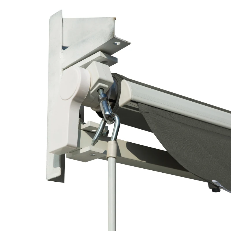 Outsunny 11'L x 8'W Manual Retractable Patio Awning Deck Sunshade Shelter Outdoor Window/Door Canopy Aluminum