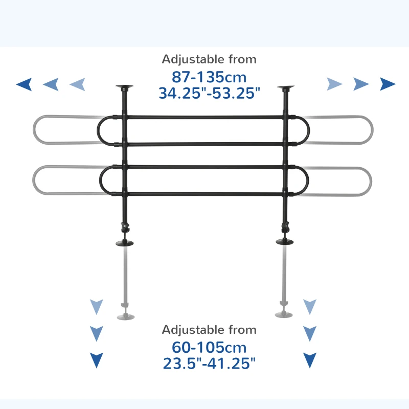 PawHut Separator auto pentru caini, reglabil in latime si inaltime 87-135 x 60-105 cm, grilaj de protectie universal din otel, Negru