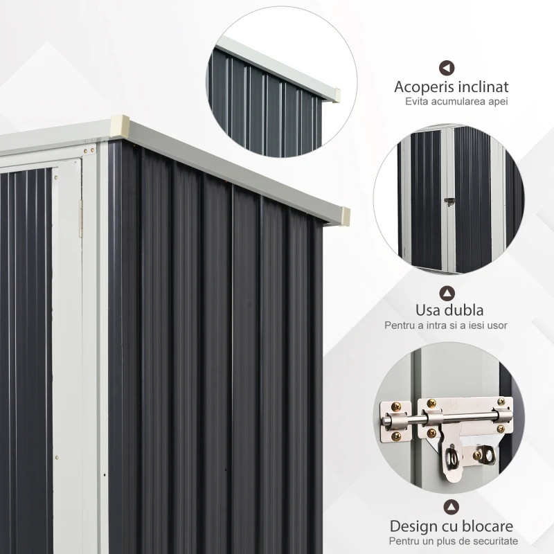 Outsunny Magazie Otel 147×86×134 cm – Cu Usi Duble si Sistem Blocare(m-5)