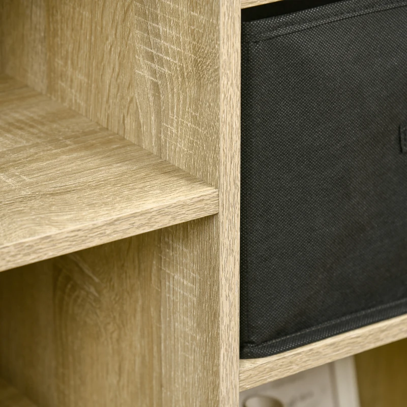 HOMCOM Raft pentru biblioteca cu 7 compartimente, dulap multifunctional cu 3 sertare detasabile, 90x30x102,5 cm, lemn