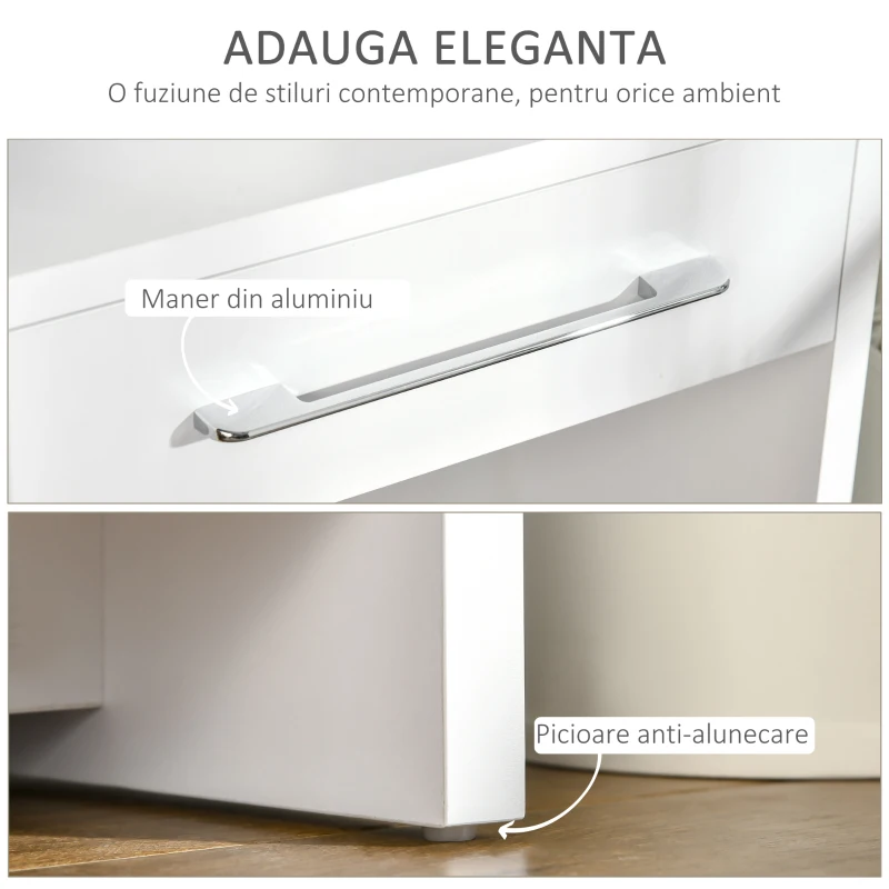 HOMCOM Masa consola din PAL  cu polita inferioara si 2 sertare cu maner, masa pentru hol, sufragerie si dormitor, 101,6x28x76,2 cm, alb