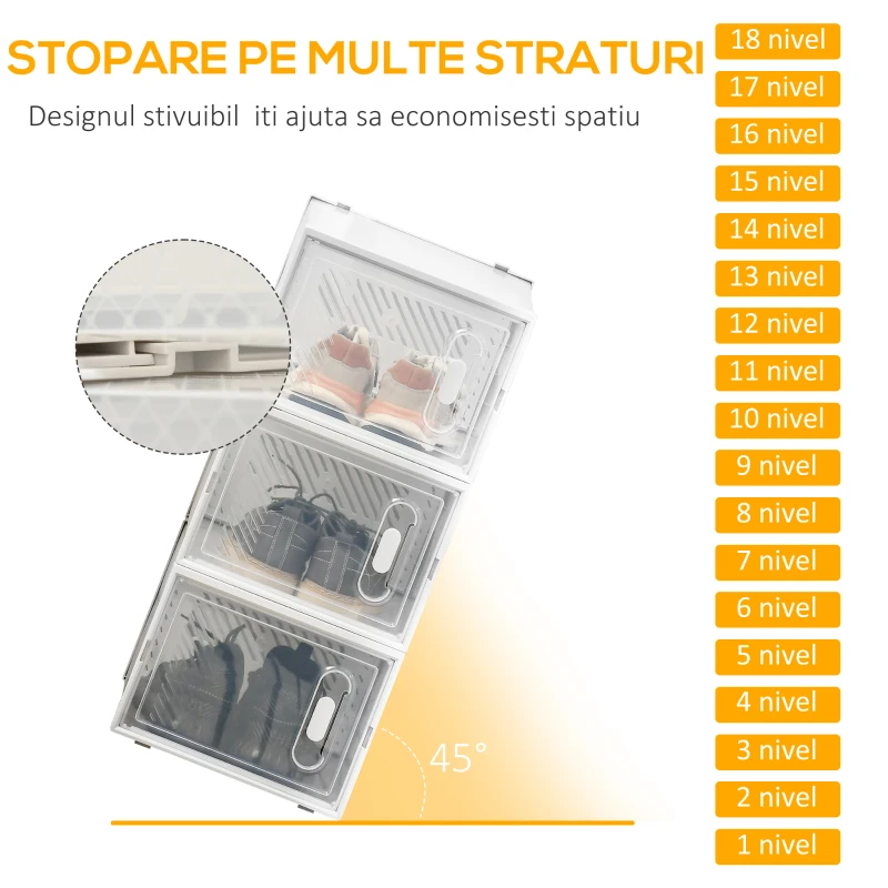 Homcom Dulap Pantofi Modular – 18 Cuburi cu Ventilatie