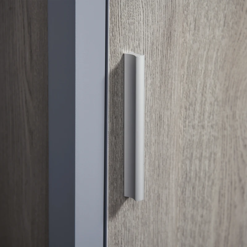 kleankin Dulap de baie cu 3 rafturi, coloana de baie pentru economisirea spatiului, din lemn MDF 40x30x160, gri si lemn natural