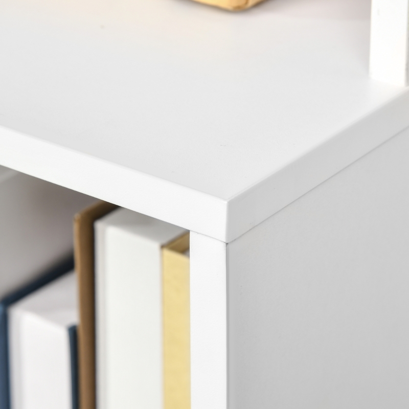 HOMCOM Biblioteca rafturi din lemn cu 6 rafturi, dulap cu rafturi reglabile pentru living si dormitor, 76,2x34,5x209cm, alb