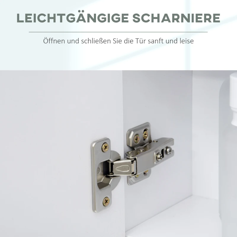 kleankin Spiegelschrank Badschrank mit LED-Beleuchtung Touch-Steuerung Handtuchhalter Weiß 60 x 15 x 69cm