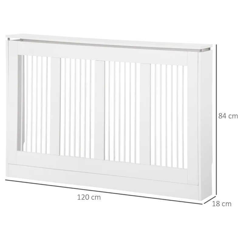 HOMCOM Capac pentru radiator modern din MDF si otel, 120x18x84cm, alb(m-3)