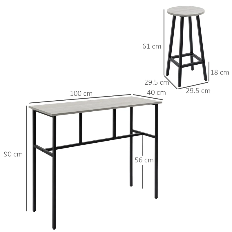 Homcom Set Bar 6 Piese – 4 Scaune & 2 Mese, Design Modern