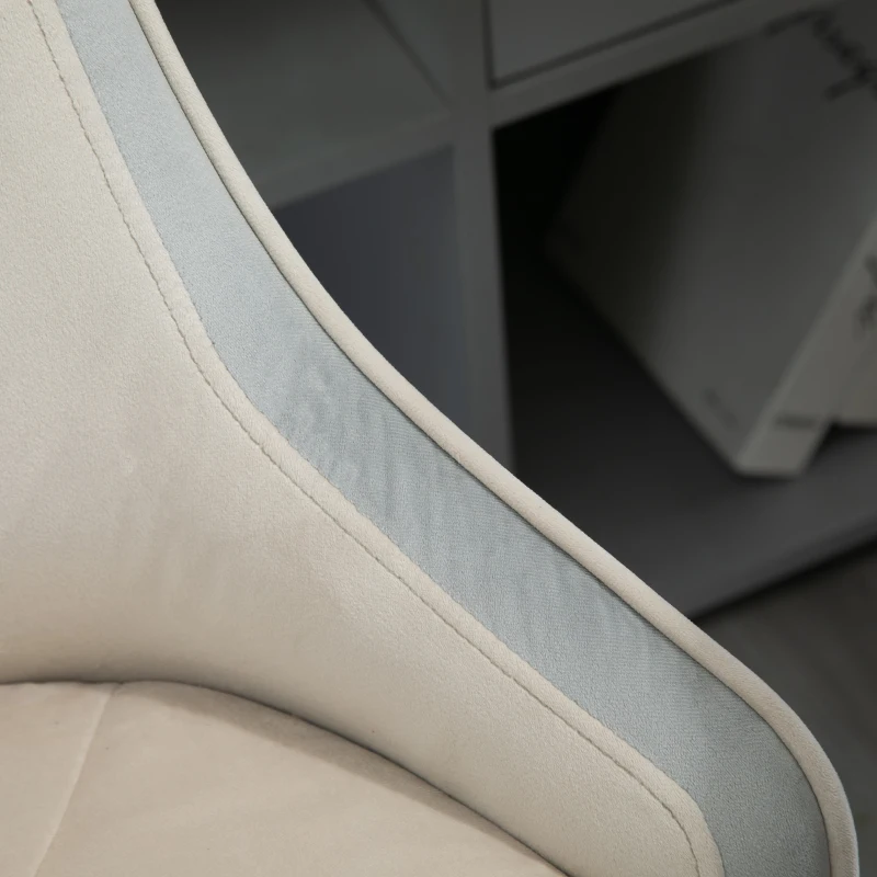 Vinsetto Chaise de bureau design contemporain hauteur réglable pivotant 360° piètement chromé velours bicolore crème gris clair