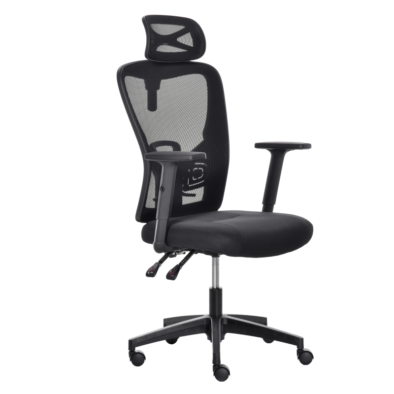 Fauteuil de bureau manager grand confort dossier ergonomique à bascule têtière hauteur assise réglable nylon revêtement synthétique noir