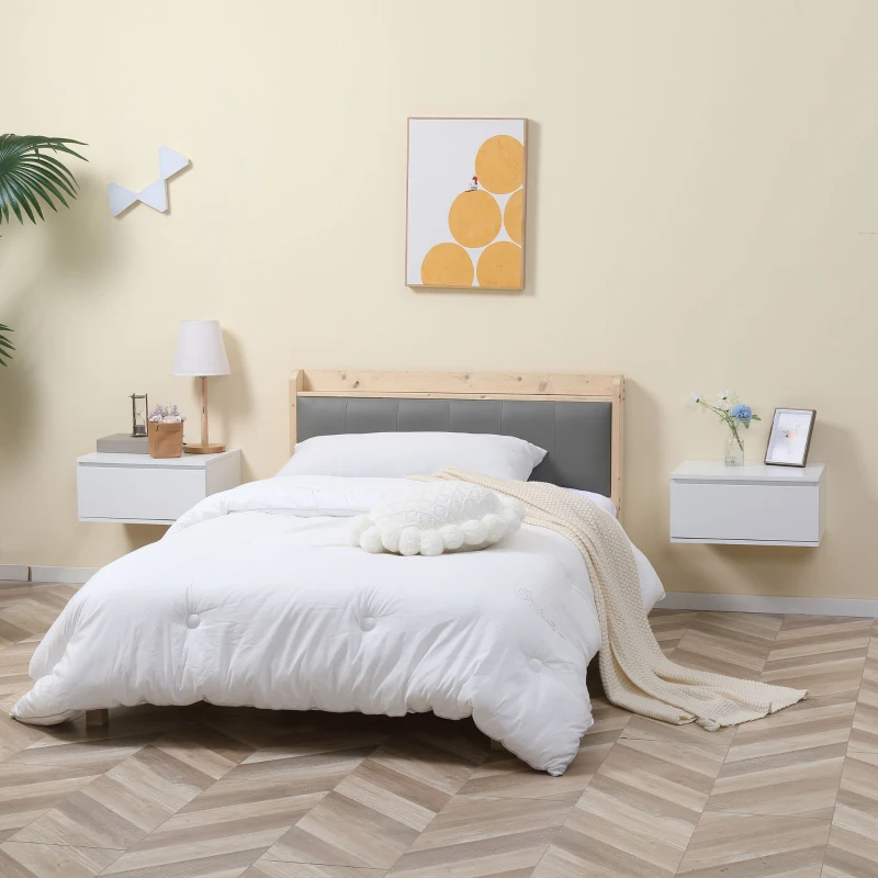 Homcom Set 2 Noptiere Suspendate – Sertar Alb, MDF & PAL