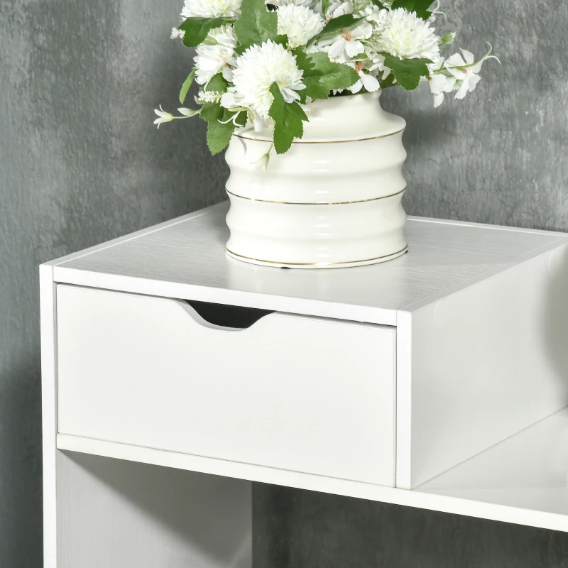 HOMCOM Dulap de pantofi cu rafturi si sertar pentru 12 pantofi, dulap de pantofi din lemn pentru intrare si dormitor, 88x30x93cm, alb