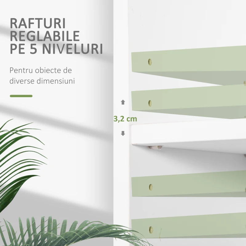 HOMCOM Biblioteca rafturi din lemn cu 6 rafturi, dulap cu rafturi reglabile pentru living si dormitor, 76,2x34,5x209cm, alb